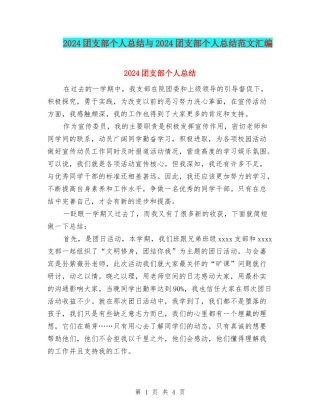 2024团支部个人总结与2024团支部个人总结范文汇编