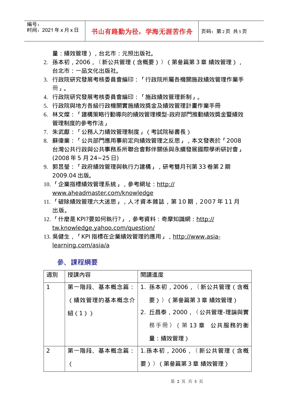 绩效管理课程大纲_第2页