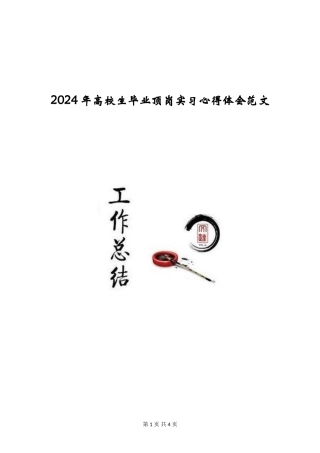 2024年大学生毕业顶岗实习心得体会范文