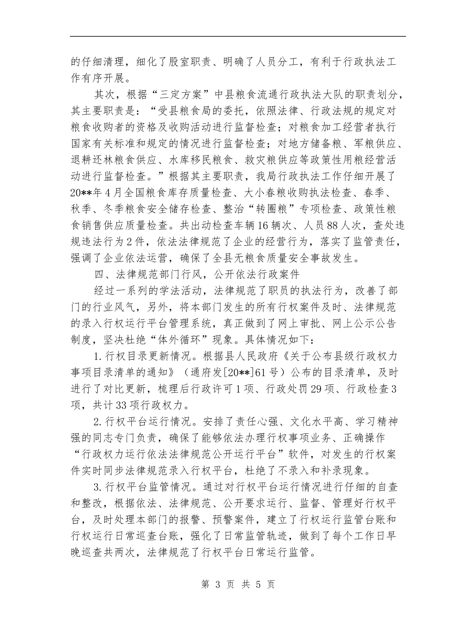 粮食局行政执法大队股室工作总结_第3页