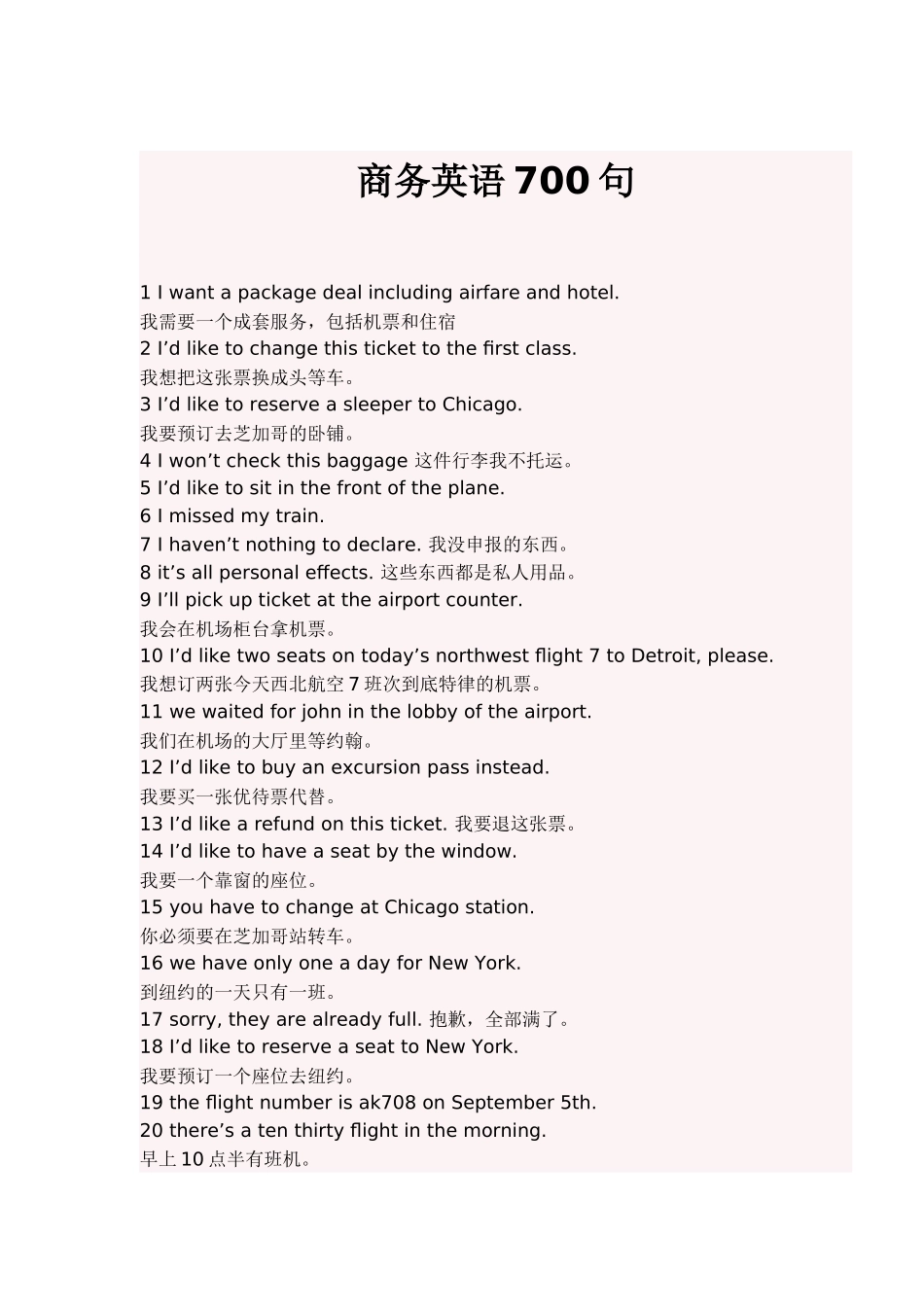 商务英语实用700句_第1页