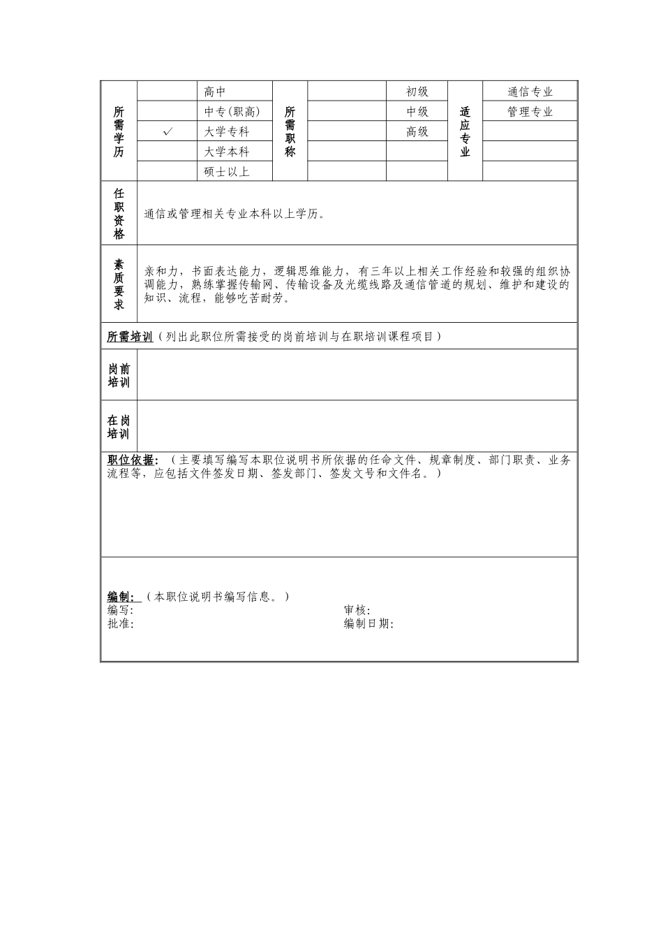 管线维护管理岗位说明书_第2页