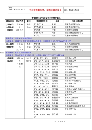 青辅会98年创业课程开班资讯