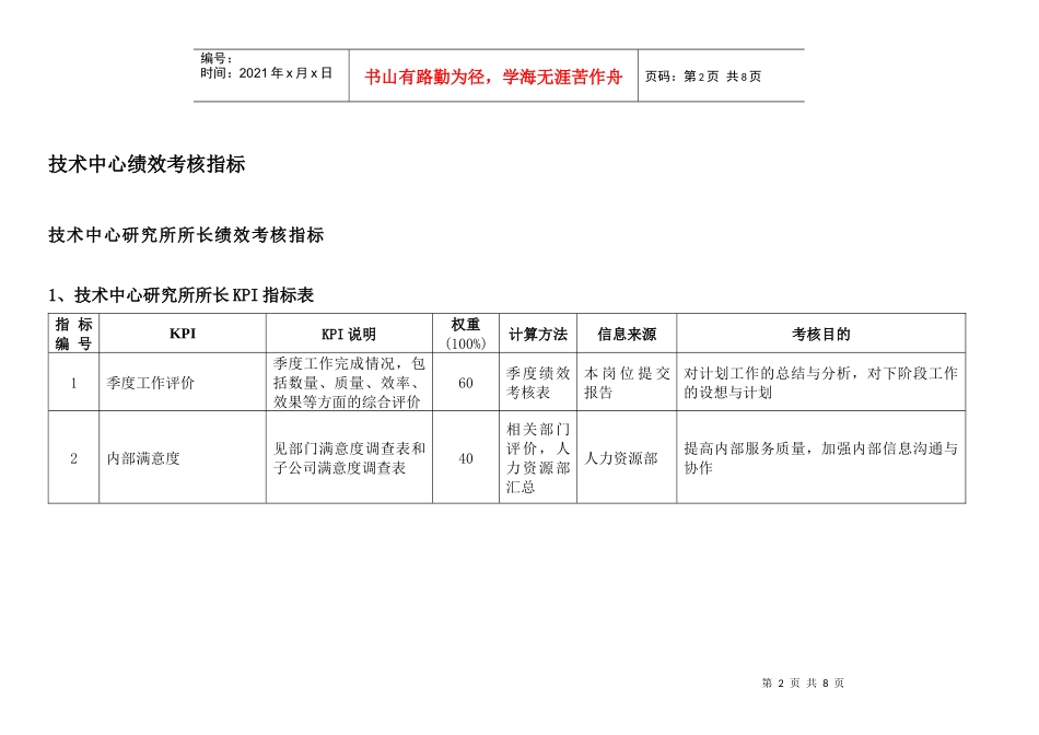 通威集团技术中心绩效考核指标体系表_第2页
