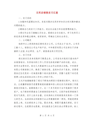 日用品销售实习汇报