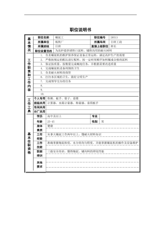 碾泥工岗位说明书