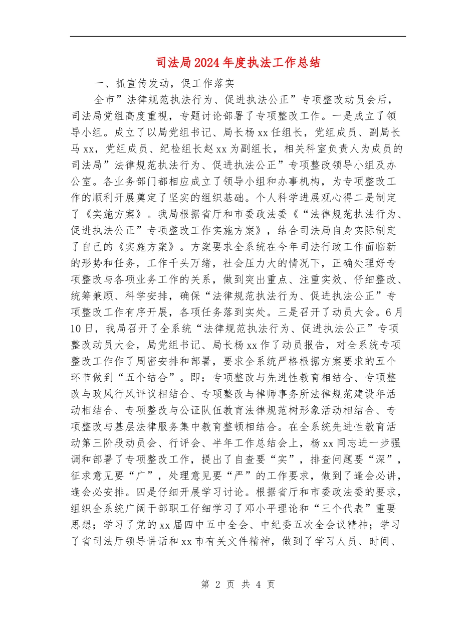 司法局2024年度执法工作总结_第2页