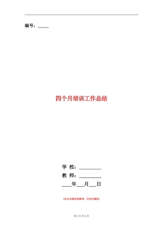 四个月培训工作总结