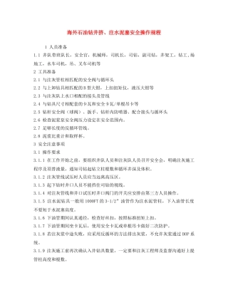 《安全操作规程》之海外石油钻井挤、注水泥塞安全操作规程 