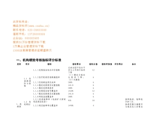 机构绩效考核指标评分标准
