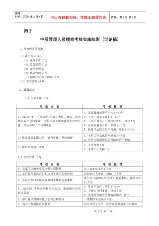 浅析中层管理人员绩效考核实施细则