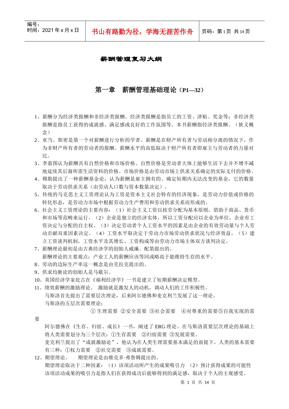 薪酬管理(自考)_第1页