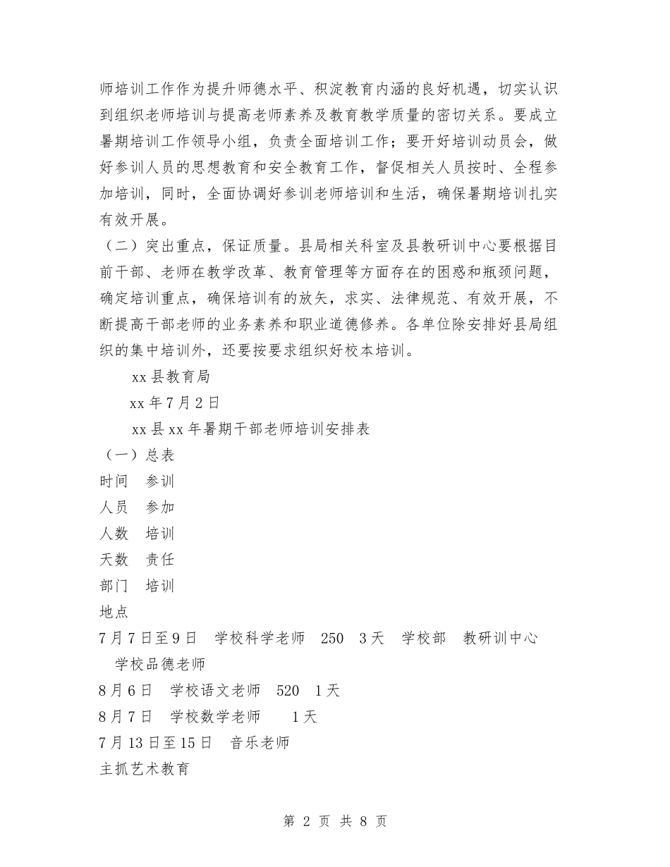 2024暑期中小学及幼儿园干部教师培训方案与2024最新六一儿童节主持词精选汇编_第2页