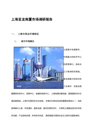 上海某商厦市场调研报告