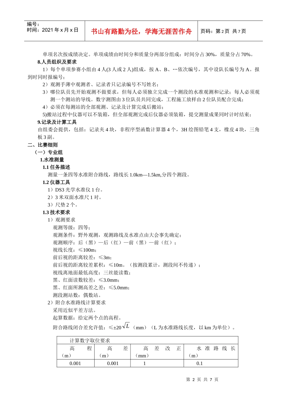 甘肃省高职高专院校第三届工程测量技能大赛实施细则_第2页