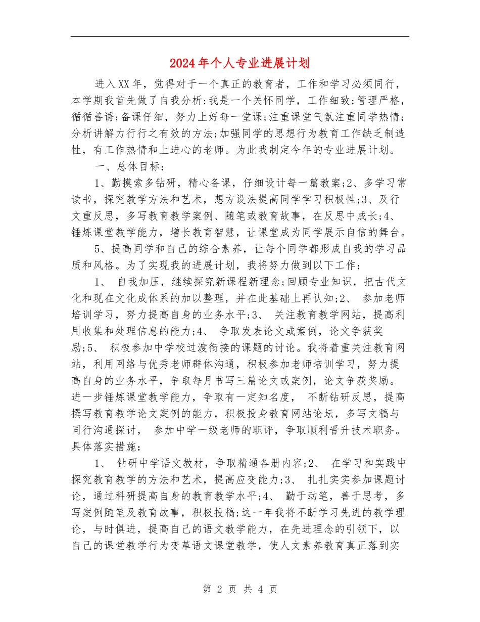 2024年个人专业发展计划_第2页