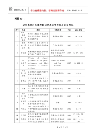 近年来本科生在校期间发表论文及参与会议情况