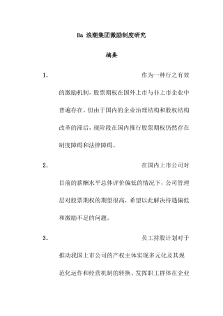 某某集团激励制度的规定