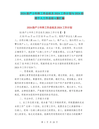 2024助产士年终工作总结及2024工作计划与2024助理个人工作总结4篇汇编