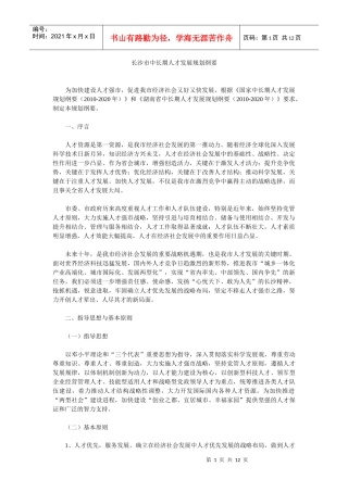 长沙市中长期人才发展规划纲要
