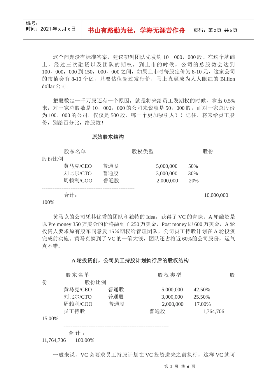 浅谈创业公司的“股份拼骨图”_第2页