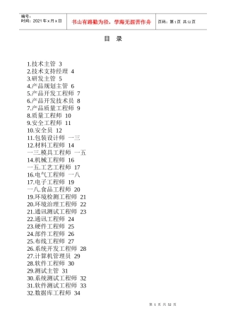 某公司职位说明书范本大全