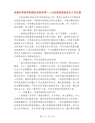 多措并举筑牢校园安全防护网——公安局抓校园安全工作汇报