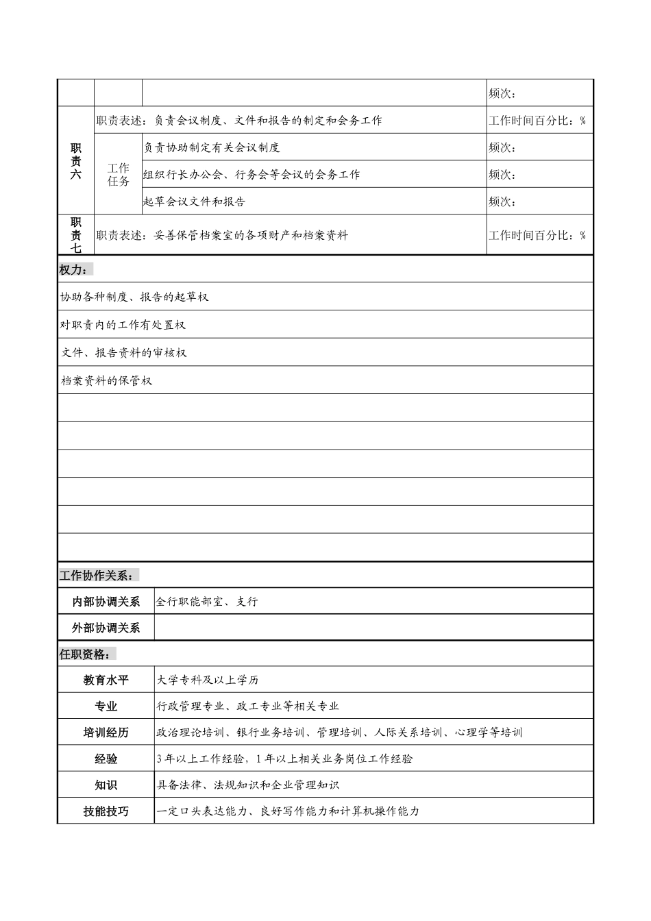 档案文秘岗位职务说明书_第2页