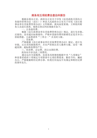 商务局五项经费自查自纠报告