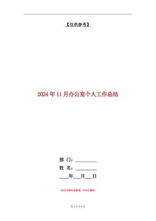 2024年11月办公室个人工作总结