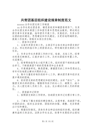 共青团基层组织建设规章规章制度范文 