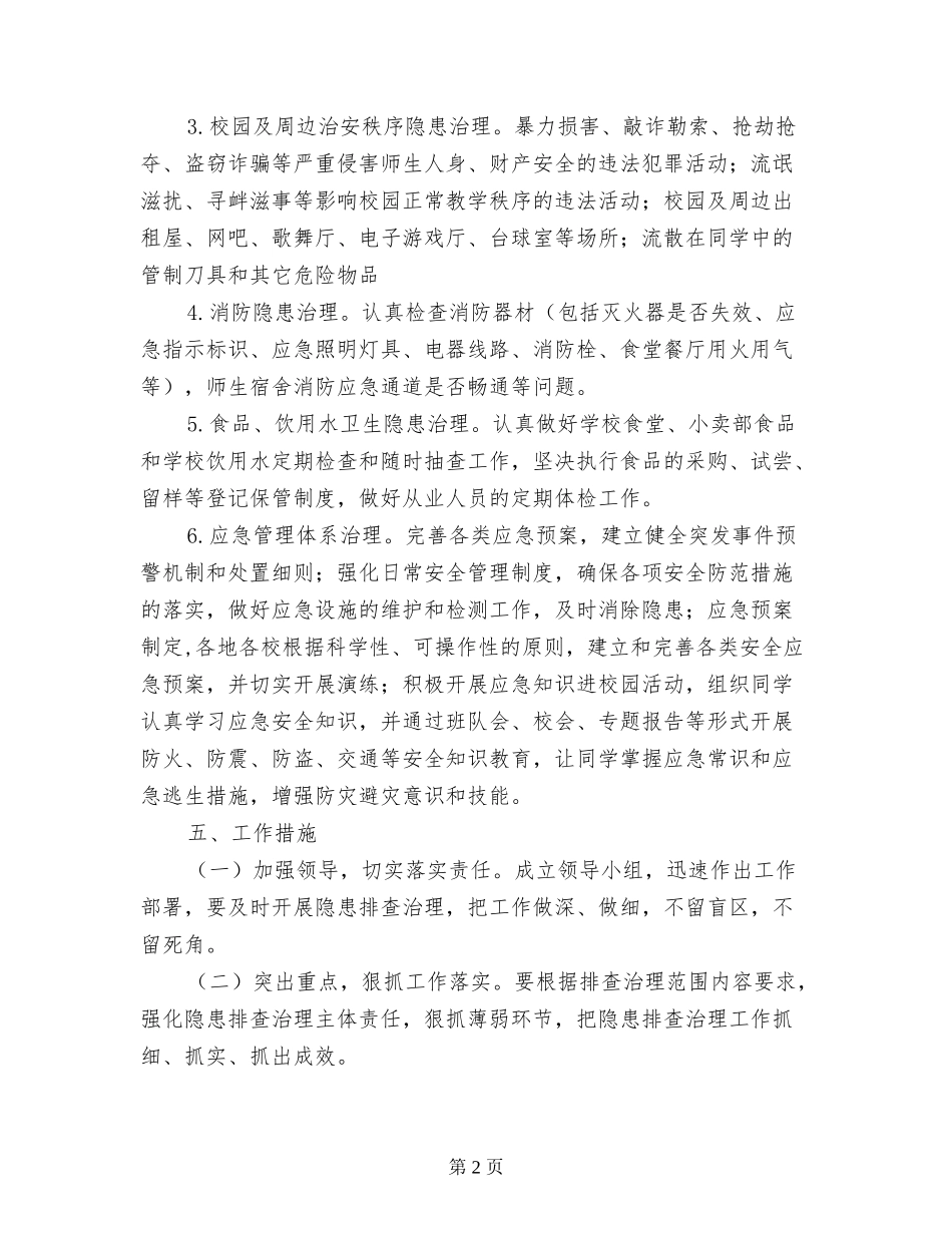 中学“事故隐患排查月”实施方案_第2页