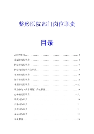 整形医院部门岗位职责