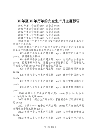 XX年至XX年历年的安全生产月主题标语集锦