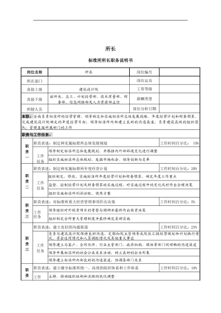 标准所关键岗位职务说明书