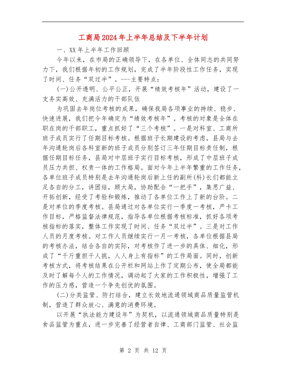 工商局2024年上半年总结及下半年计划_第2页