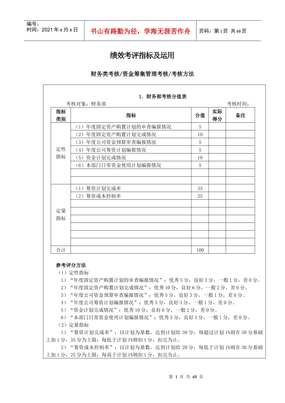 绩效考评指标及运用(doc67)(2)_第1页