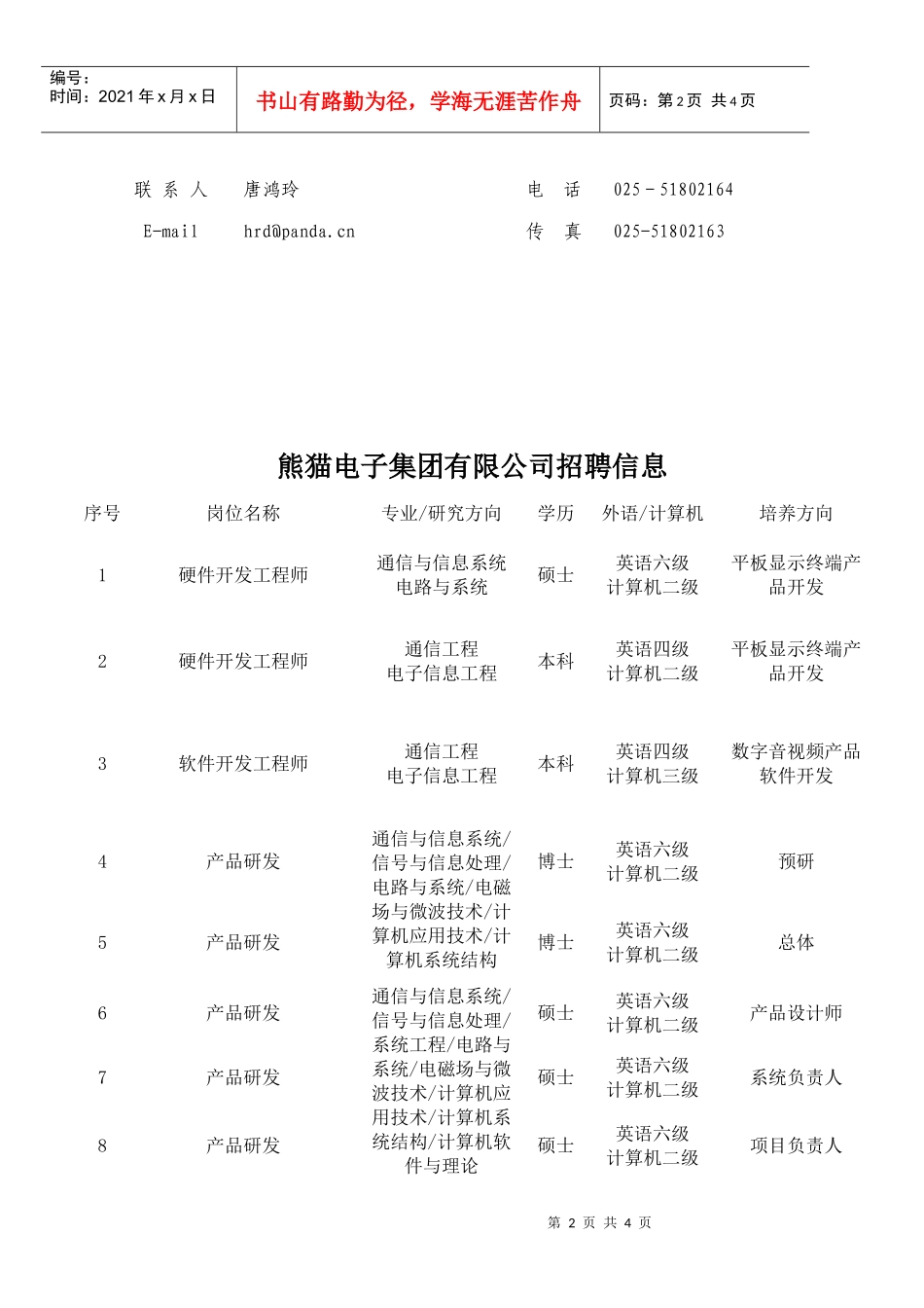 熊猫电子招聘信息_第2页