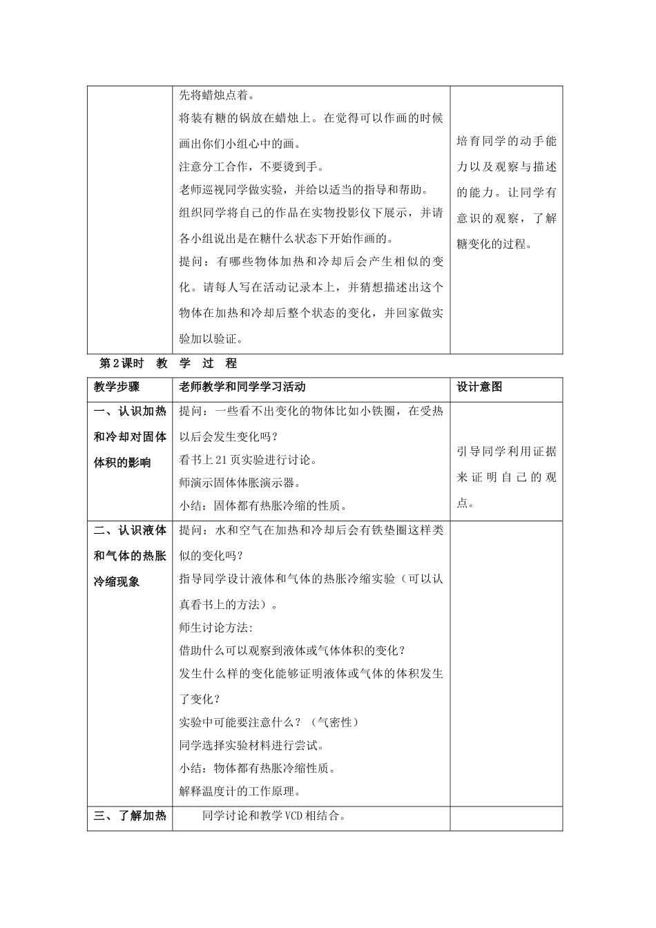 2024-2024年苏教版科学四上《加热和冷却》教案设计_第2页