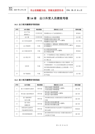 第14章 出口外贸人员绩效考核