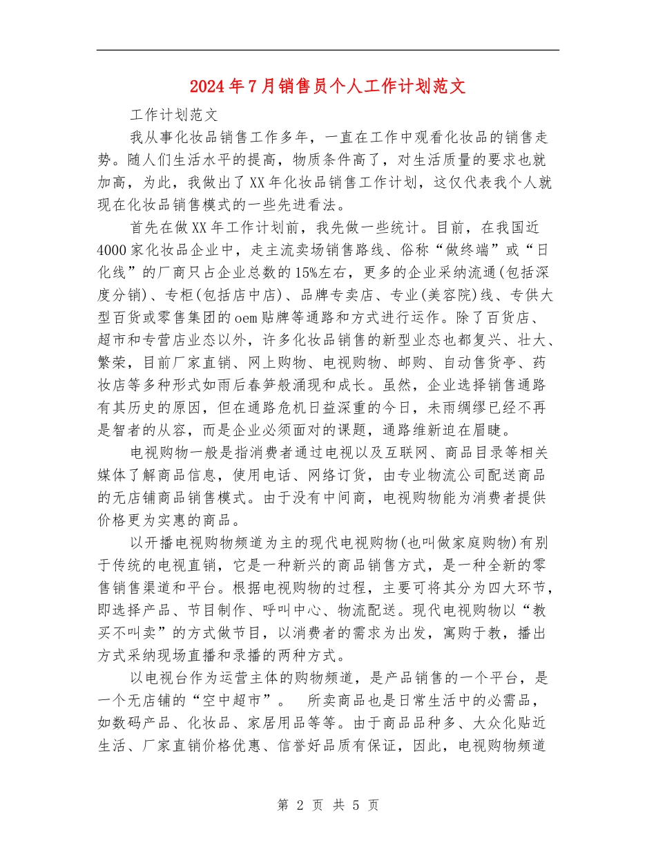 2024年7月销售员个人工作计划范文_第2页