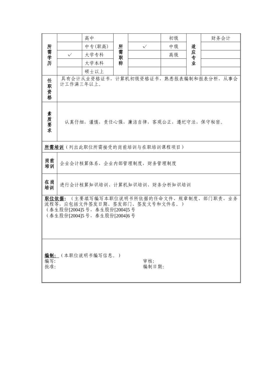 泰山生力源职位说明书_第2页