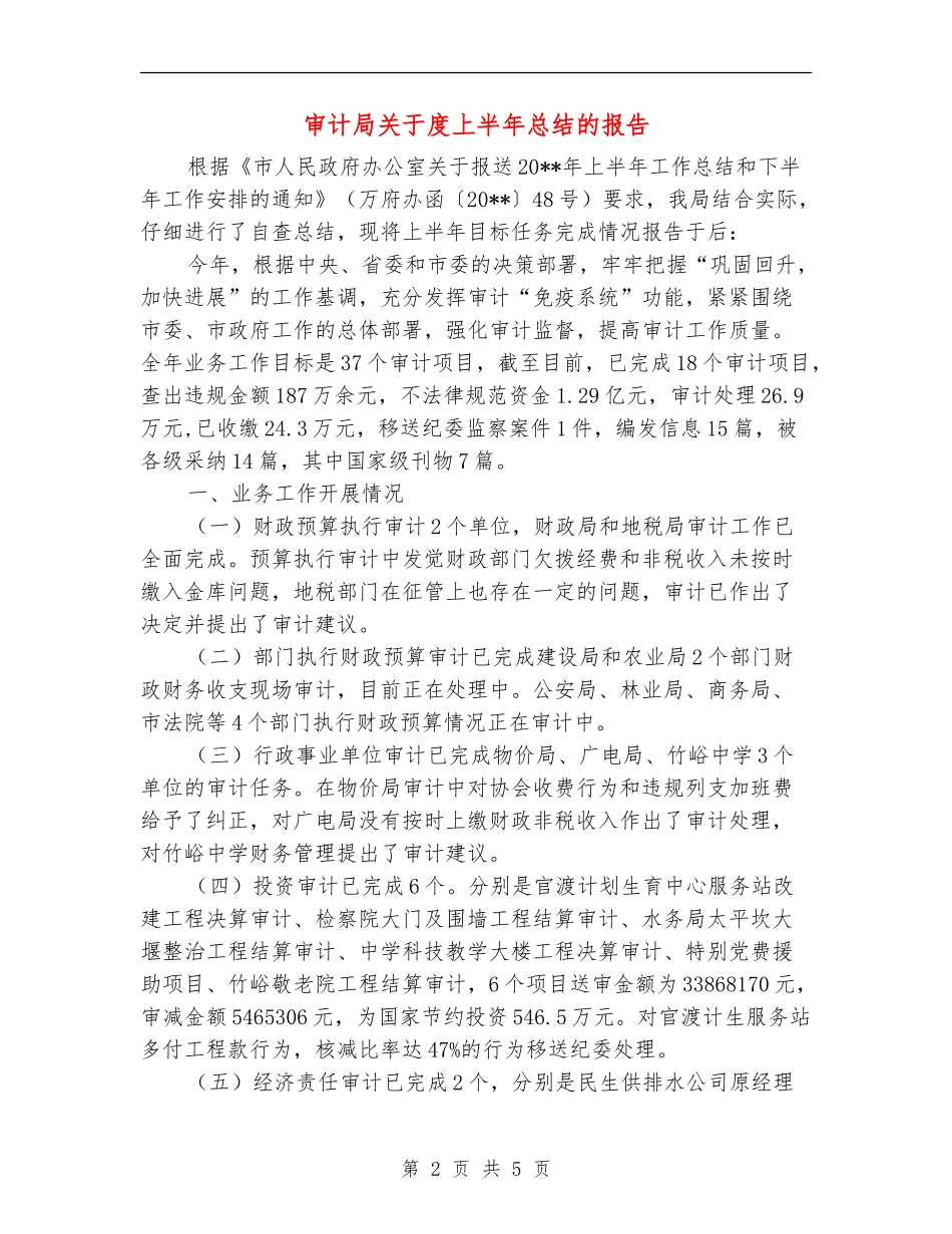 审计局关于度上半年总结的报告_第2页