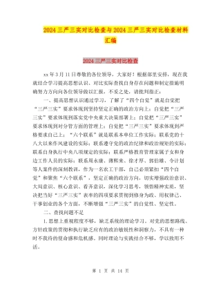 2024三严三实对照检查与2024三严三实对照检查材料汇编