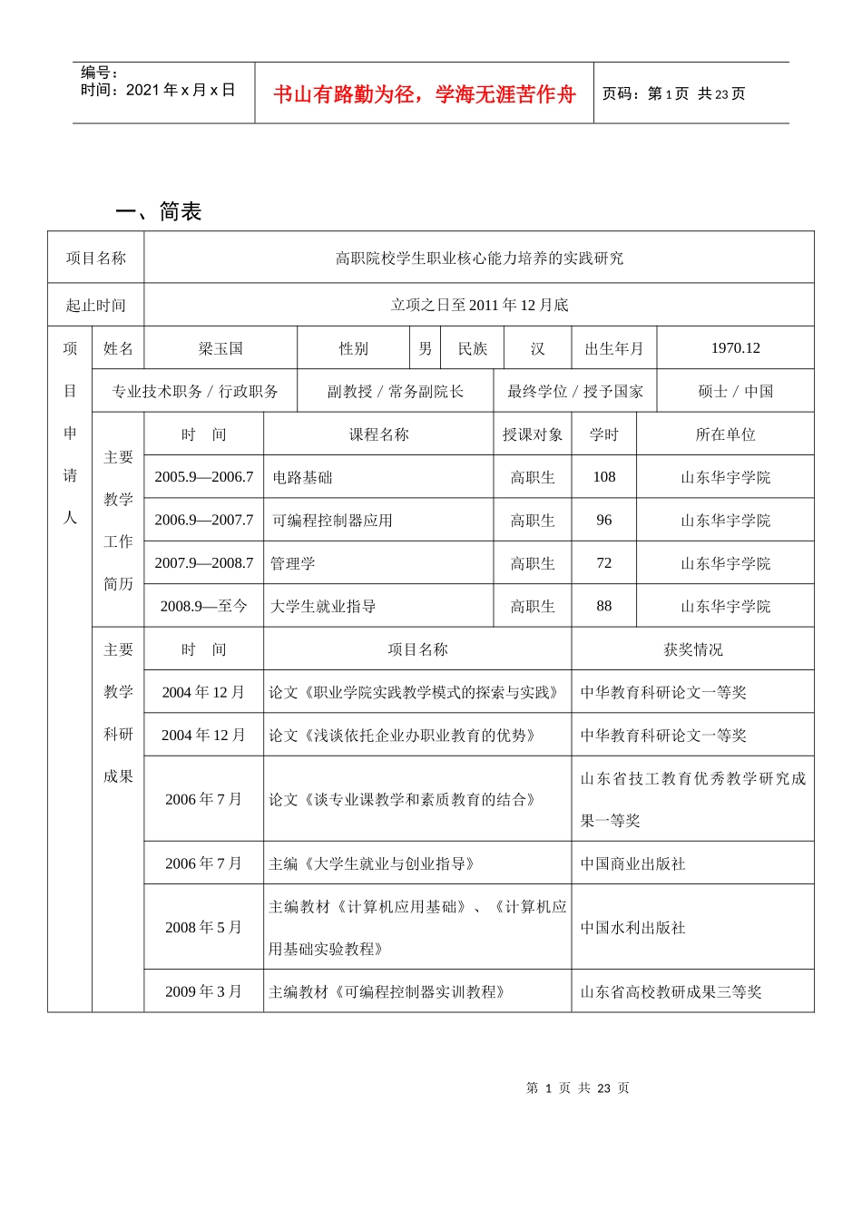 高职学生职业核心能力培养实践研究(XXXX0211)_第2页