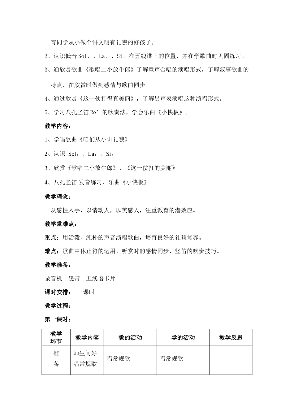 2024-2024年苏教版小学音乐第06册全册教案_第2页