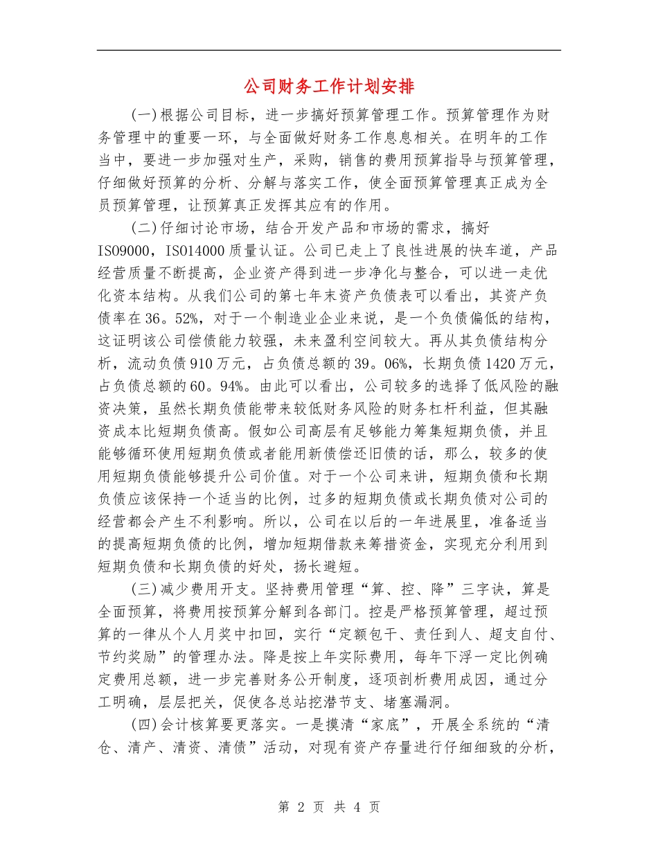公司财务工作计划安排_第2页