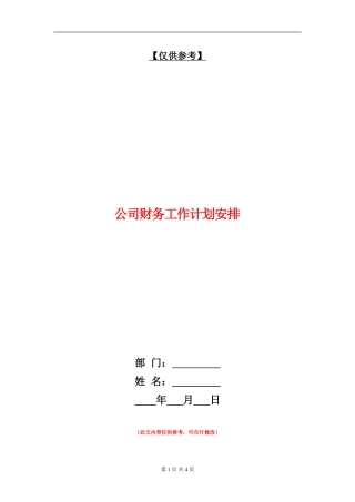 公司财务工作计划安排
