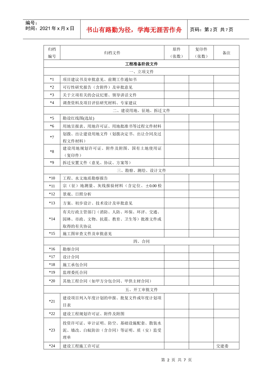 建筑安装工程竣工档案移交书_第2页