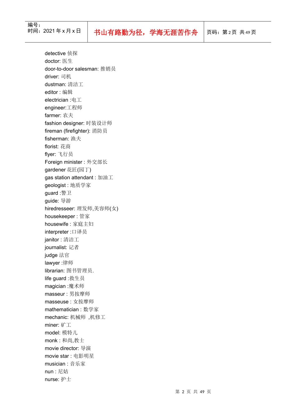 英文的职位名称_第2页